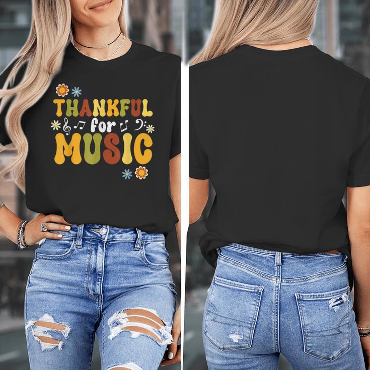 Retro Thankful For Music Floral Music Teacher Thanksgiving Men Women Women's T-Shirt, funny design Retro Thankful For Music Floral Music Teacher Thanksgiving Men Women Women's T-Shirt, funny design