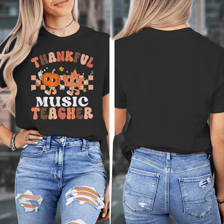 Retro Thankful Music Teacher Pumpkin Fall Thanksgiving Women's T-Shirt, funny design Retro Thankful Music Teacher Pumpkin Fall Thanksgiving Women's T-Shirt, funny design