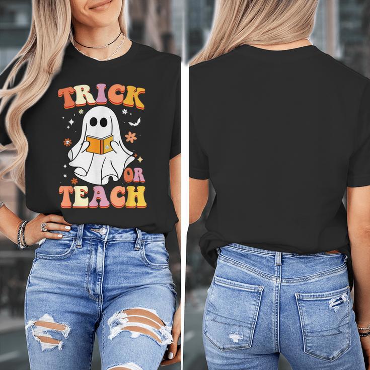 Retro Vintage Groovy Trick Or Teach Teacher Halloween For Men Women Kids Women's T-Shirt, Groovy Teacher Gifts, funny design Retro Vintage Groovy Trick Or Teach Teacher Halloween For Men Women Kids Women's T-Shirt, Groovy Teacher Gifts, funny design