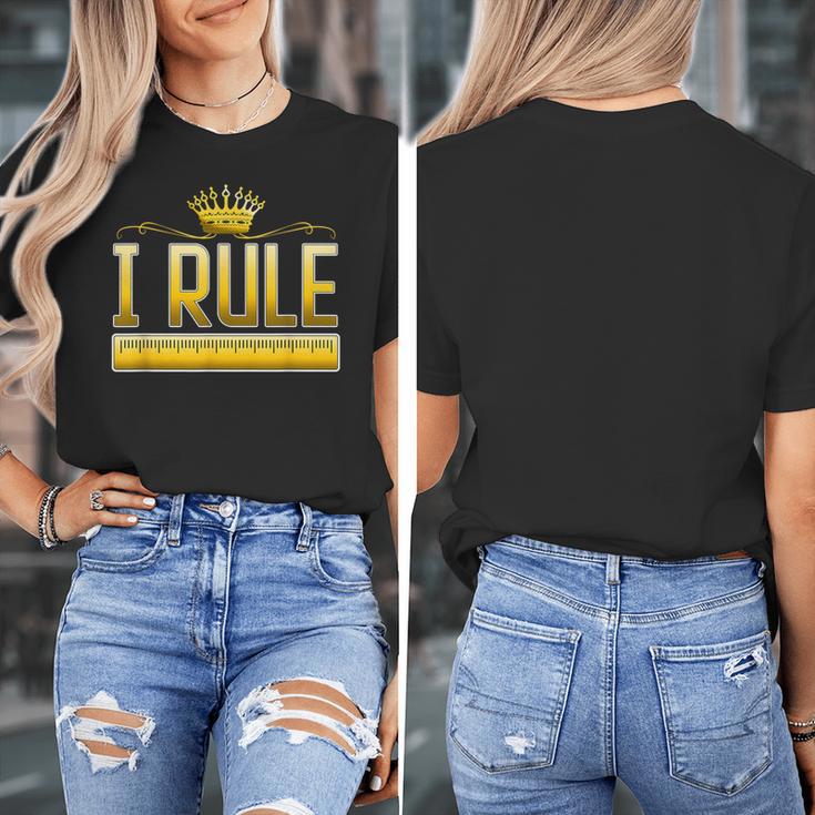 I Rule Math Ruler Mathematics Pun Math Teacher Men Women Girls Kids Women's T-Shirt, funny design I Rule Math Ruler Mathematics Pun Math Teacher Men Women Girls Kids Women's T-Shirt, funny design