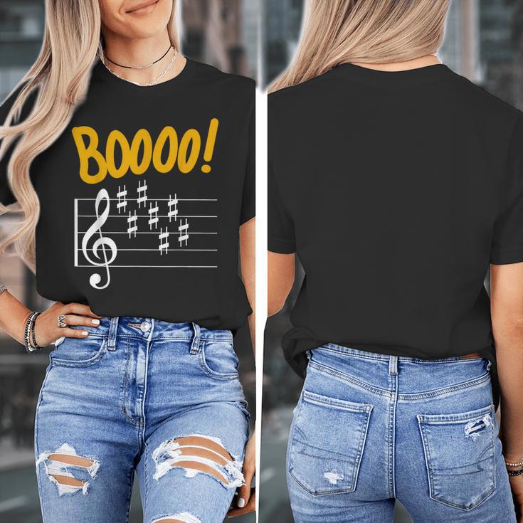 Scary Key Signature Boo Music Halloween Musician Teacher Men Women Women's T-Shirt, funny design