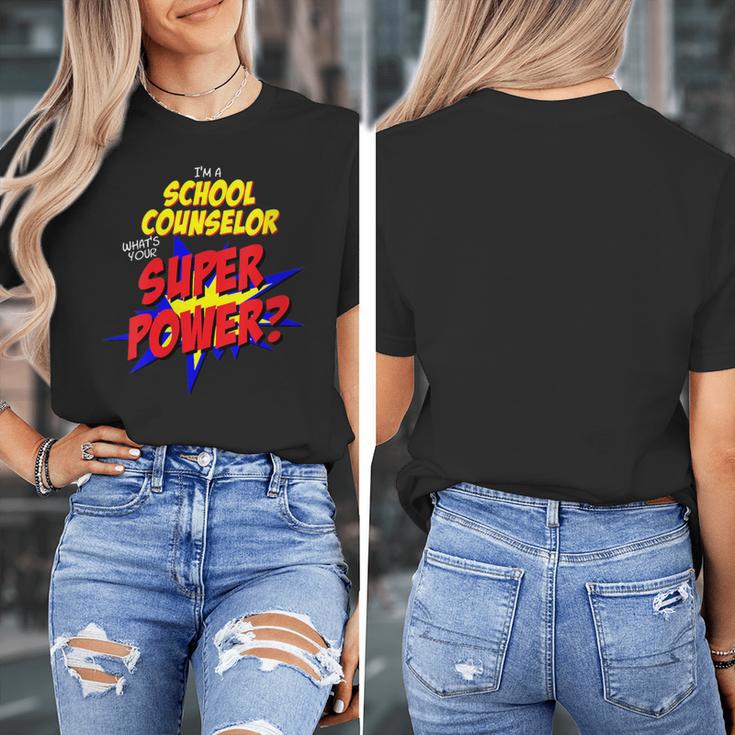 School Counselor Teacher Superhero Superpower Comic Book Women's T-Shirt, funny design