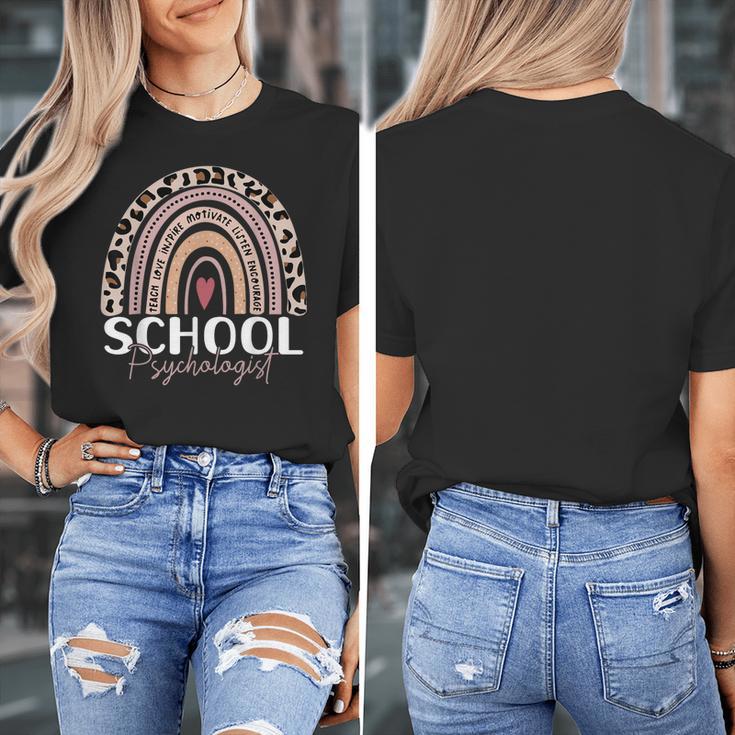 School Psych Teacher School Psychologist Leopard Rainbow Women's T-Shirt, funny design School Psych Teacher School Psychologist Leopard Rainbow Women's T-Shirt, funny design
