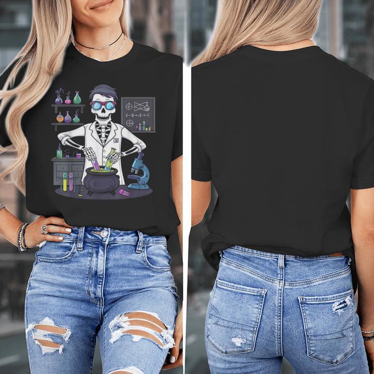 Science Teacher Halloween Skeleton Scientist Chemistry Women's T-Shirt, Science Teacher Gifts, funny design