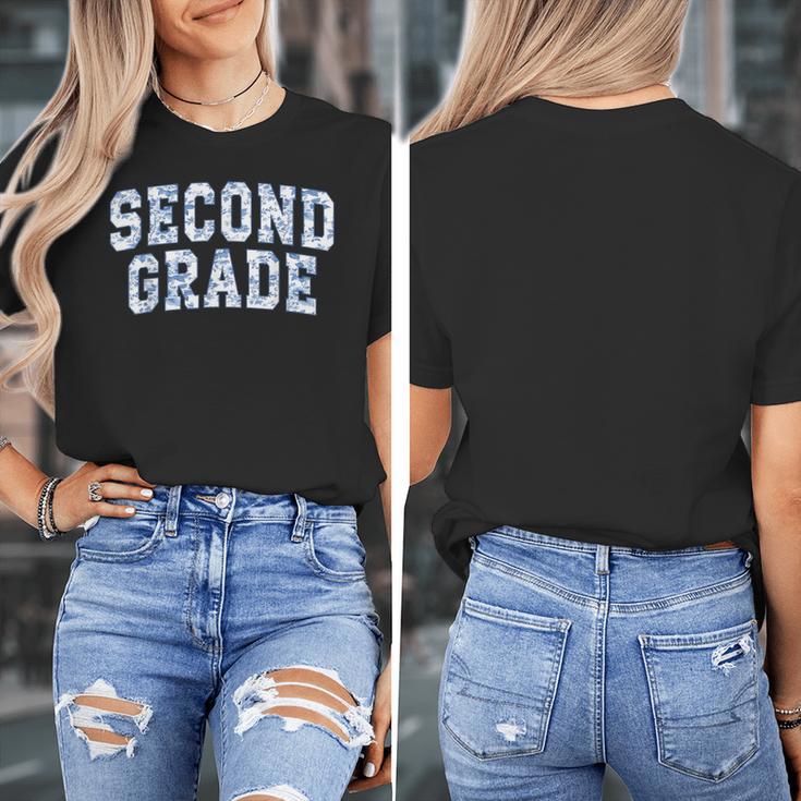 Second Grade Floral Blue Back To School 2nd Grade Teacher Women's T-Shirt, 2nd Grade Teacher Gifts, funny design
