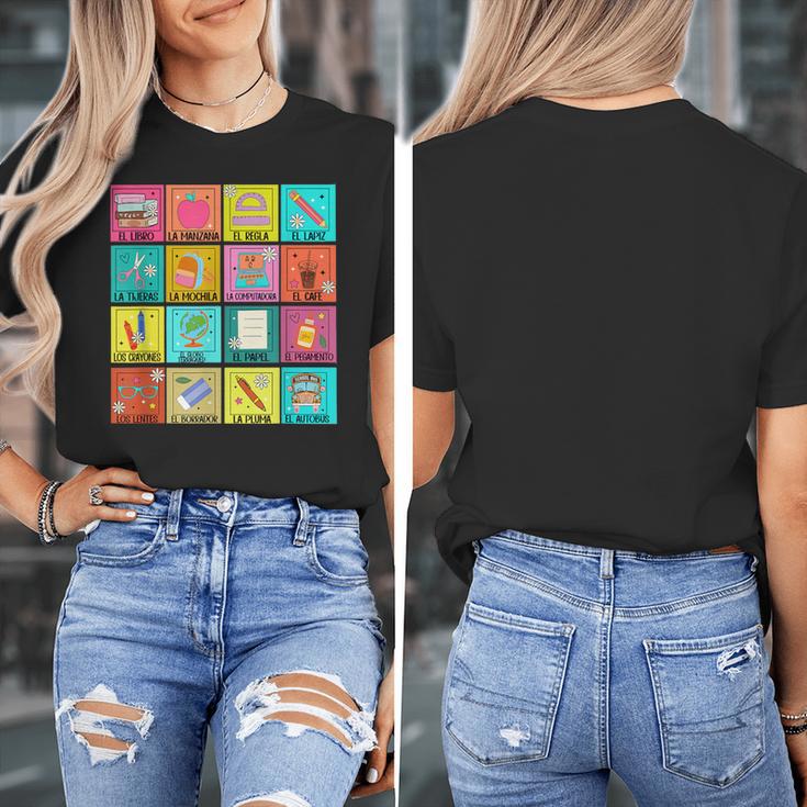 Spanish Teacher Back To School Maestra Dual Language Crew Women's T-Shirt, funny design Spanish Teacher Back To School Maestra Dual Language Crew Women's T-Shirt, funny design