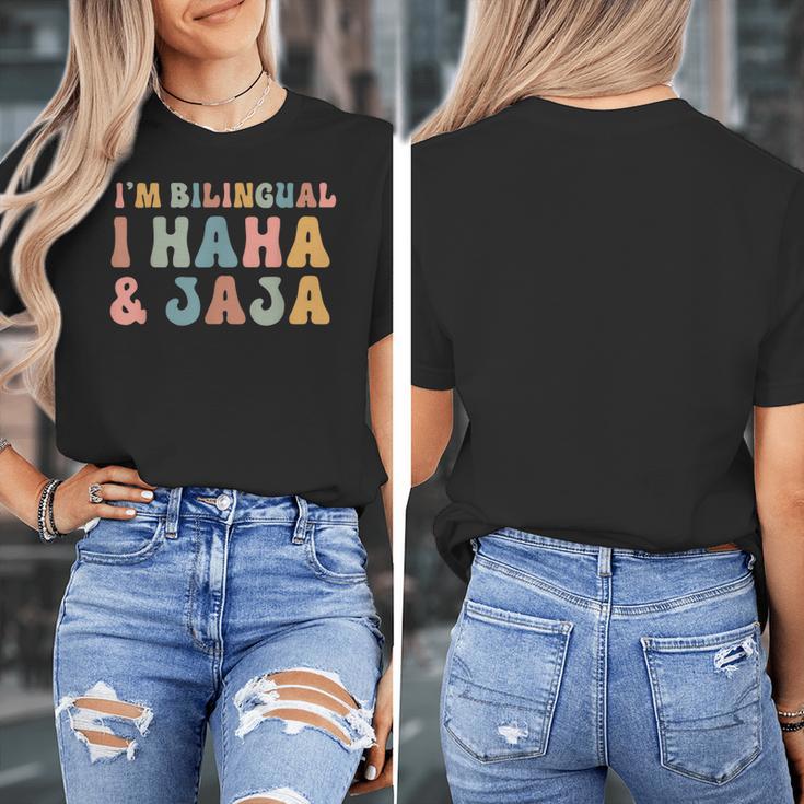 Spanish Teacher Groovy I'm Bilingual I Haha And Jaja Women's T-Shirt, Groovy Teacher Gifts, funny design