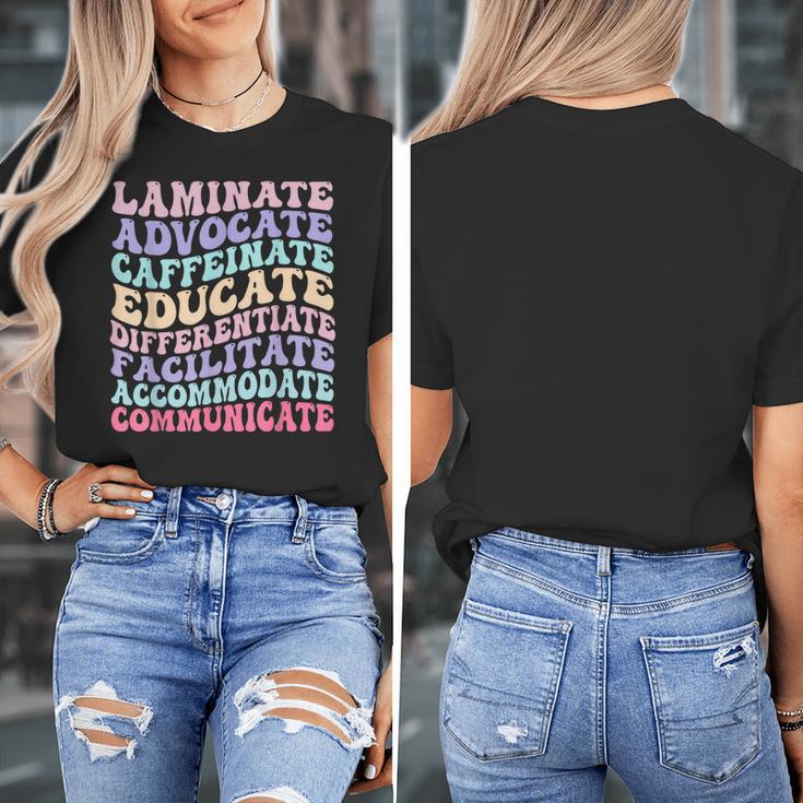 Sped Caffeinate Advocate Laminate Educate Teacher Women's T-Shirt, funny design Sped Caffeinate Advocate Laminate Educate Teacher Women's T-Shirt, funny design