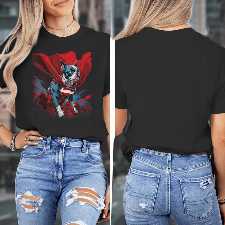 Super Power Superhero Boston Terrier Dog For Men Women Kids Women's T-Shirt, funny design