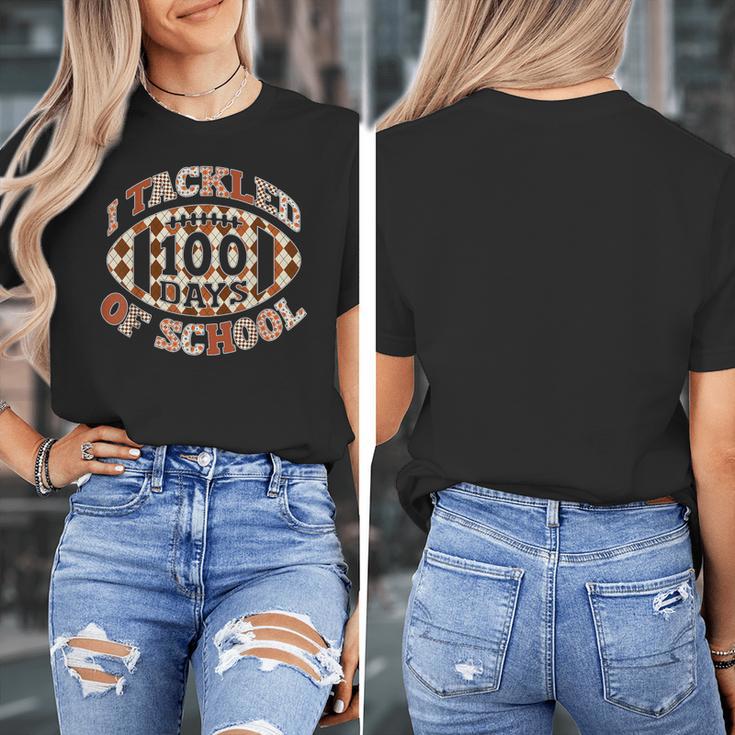 I Tackled 100 Days Of School Football Boys Girls Teachers Women's T-Shirt, funny design I Tackled 100 Days Of School Football Boys Girls Teachers Women's T-Shirt, funny design