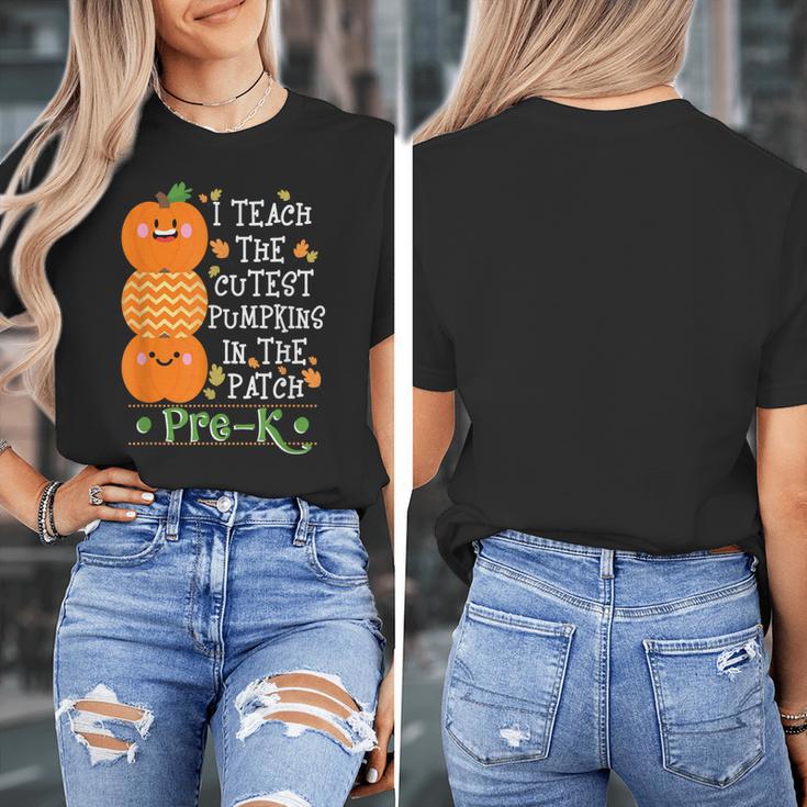 I Teach The Cutest Pumpkins In Patch Pre-K Halloween Teacher Women's T-Shirt, funny design