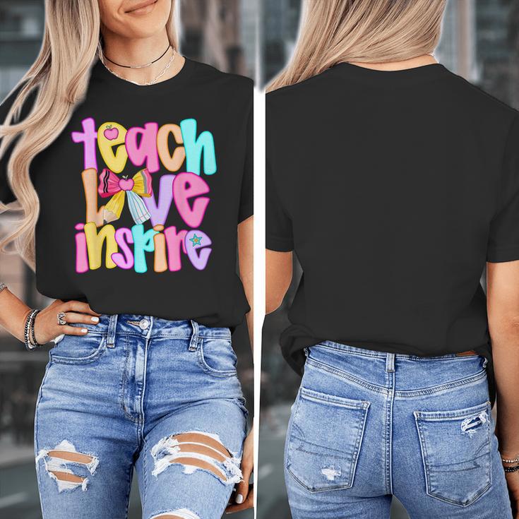 Teach Love Inspire Preppy Back To School Teacher Women Women's T-Shirt, funny design Teach Love Inspire Preppy Back To School Teacher Women Women's T-Shirt, funny design