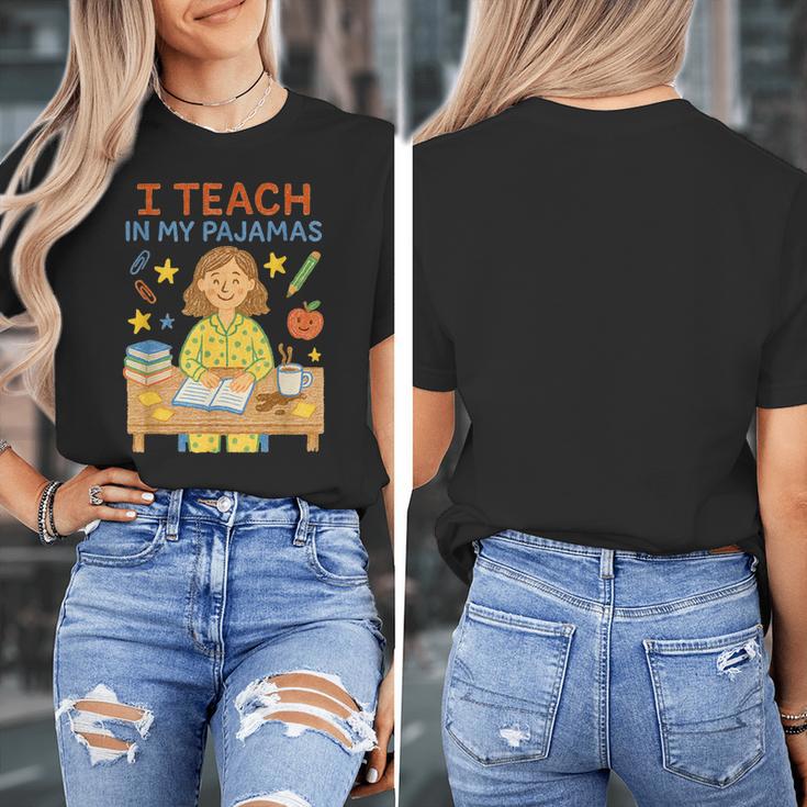 I Teach In My Pajamas Crayon Home School Teacher PJs Women's T-Shirt, funny design I Teach In My Pajamas Crayon Home School Teacher PJs Women's T-Shirt, funny design