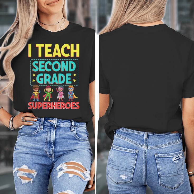 I Teach Second Grade Superheroes Teacher Superhero Women's T-Shirt, funny design