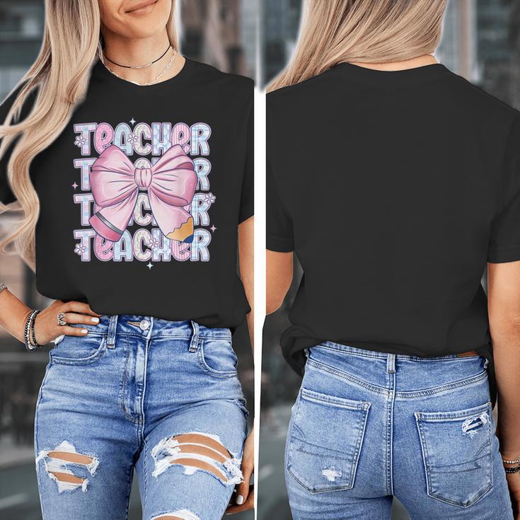Teacher Bow Pencil Flowers Teacher Back To School Women's T-Shirt, funny design Teacher Bow Pencil Flowers Teacher Back To School Women's T-Shirt, funny design