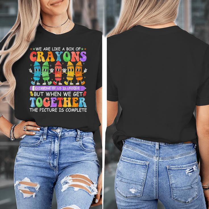 Teacher We Are Like A Box Of Crayons Back To School Men Women Kids Women's T-Shirt, funny design