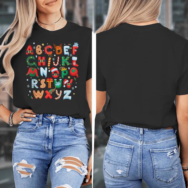 Teacher Christmas Alphabet Back To School Holiday Learning Women's T-Shirt, funny design