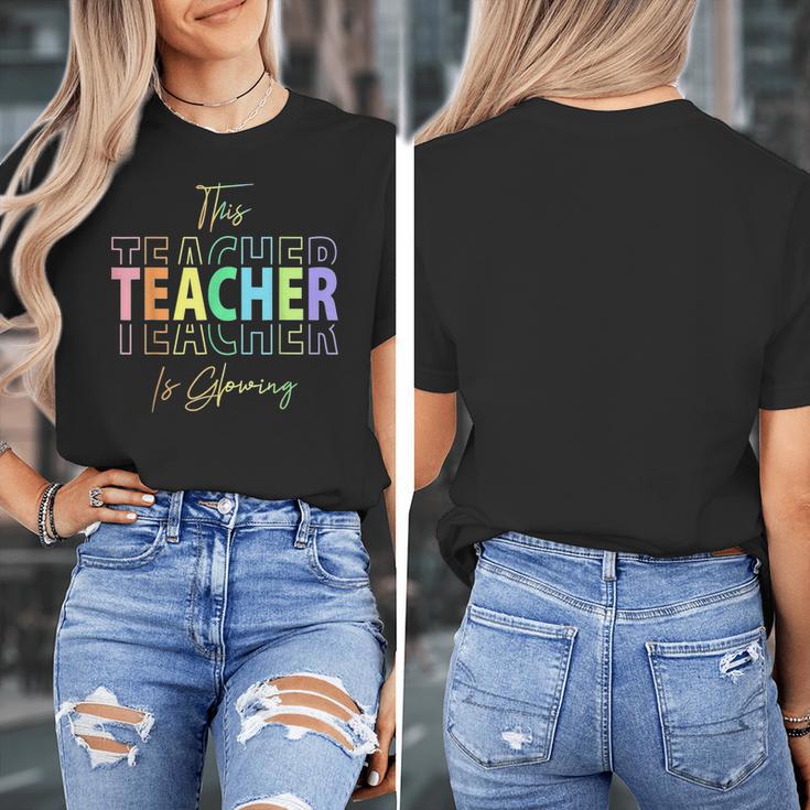 This Teacher Is Glowing Hello Summer End Of School Women's T-Shirt, funny design This Teacher Is Glowing Hello Summer End Of School Women's T-Shirt, funny design
