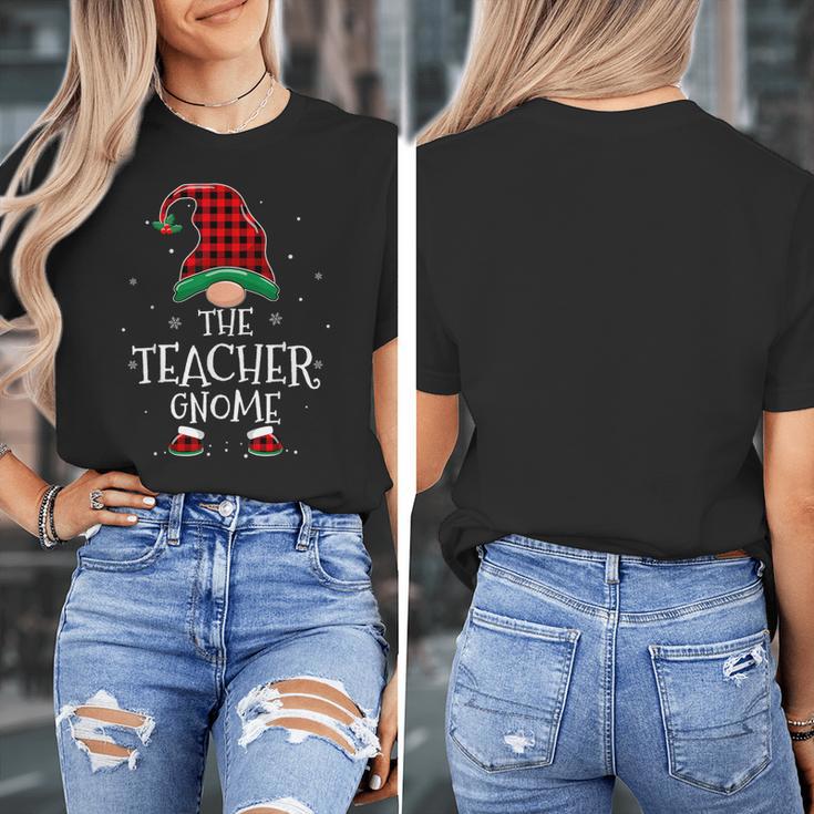 Teacher Gnome Xmas Family Matching Plaid Christmas Gnomes Women's T-Shirt, funny design Teacher Gnome Xmas Family Matching Plaid Christmas Gnomes Women's T-Shirt, funny design