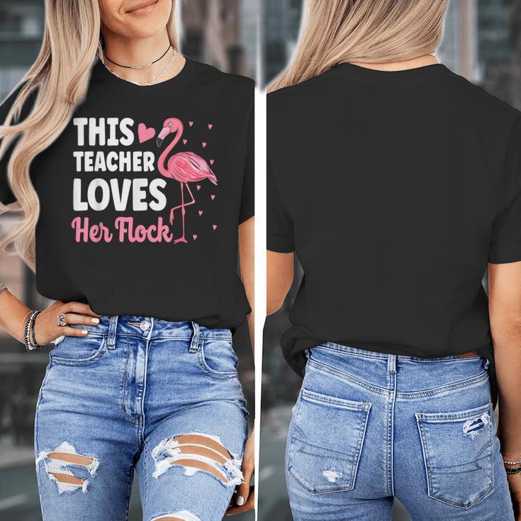 This Teacher Loves Her Flock Teaching Flamingo Girl Women's T-Shirt, funny design