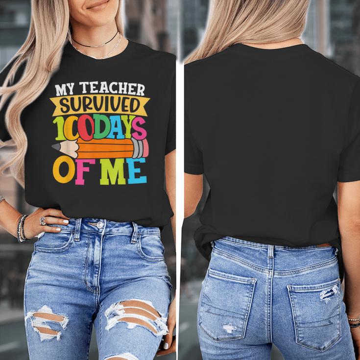 My Teacher Survived 100 Days Of Me 100th Day Of School Kids Women's T-Shirt, funny design My Teacher Survived 100 Days Of Me 100th Day Of School Kids Women's T-Shirt, funny design