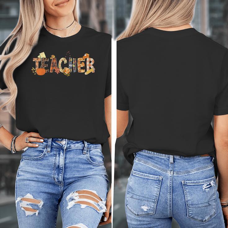 Teacher Thanksgiving Women Autumn Fall Halloween Pumpkin Tee Women's T-Shirt, funny design Teacher Thanksgiving Women Autumn Fall Halloween Pumpkin Tee Women's T-Shirt, funny design