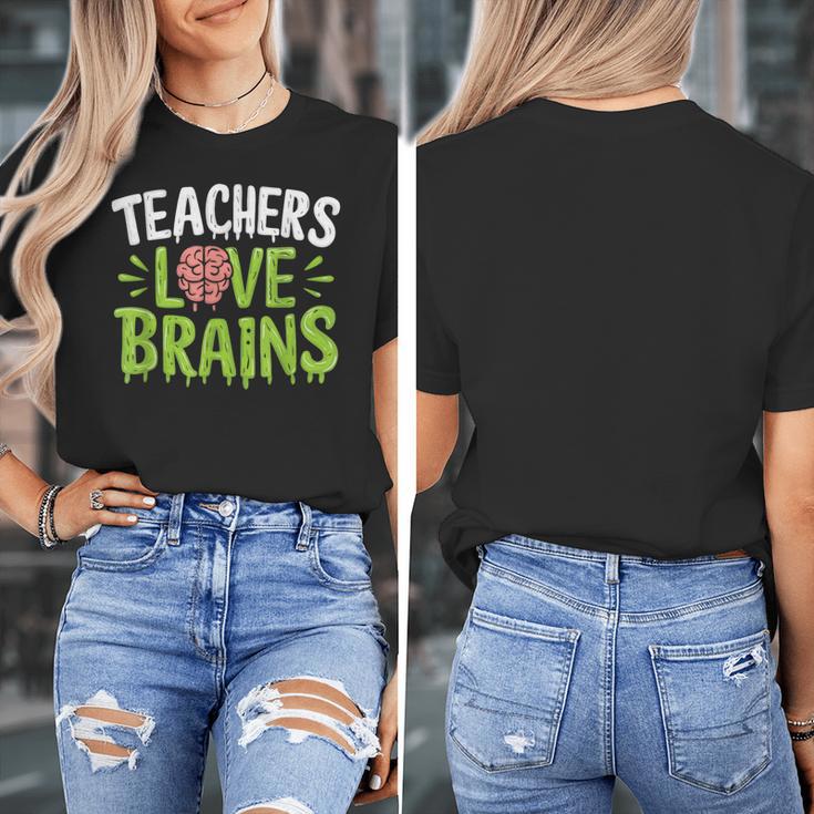 Teachers Love Brains Halloween Teacher Zombie Women's T-Shirt, funny design Teachers Love Brains Halloween Teacher Zombie Women's T-Shirt, funny design