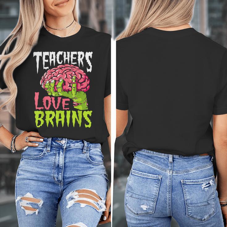 Teachers Love Brains Zombie Teacher Halloween Zombies Women's T-Shirt, funny design