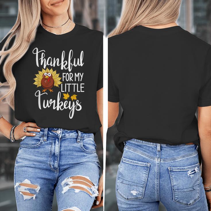 Teachers Thanksgiving Thankful For My Little Turkeys Women's T-Shirt, funny design