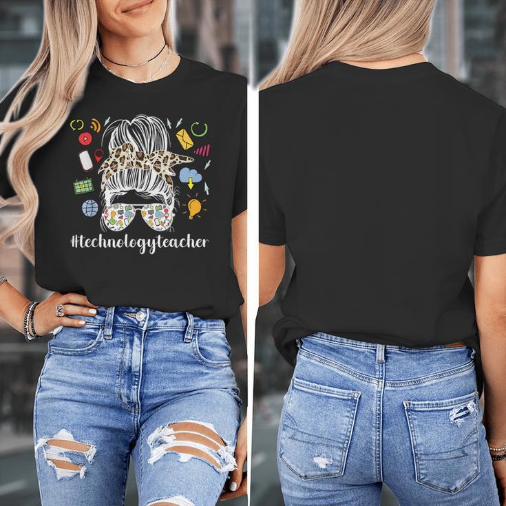 Technology Teacher Messy Bun Technology Teaching Women's T-Shirt, funny design Technology Teacher Messy Bun Technology Teaching Women's T-Shirt, funny design