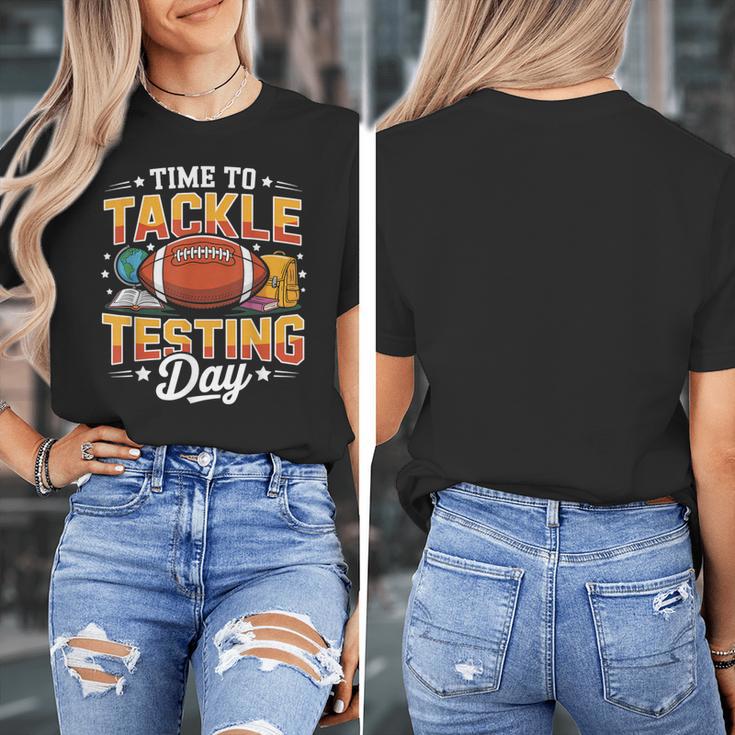 Test Day State Football Tackle Testing Day Sports Teacher Women's T-Shirt, funny design