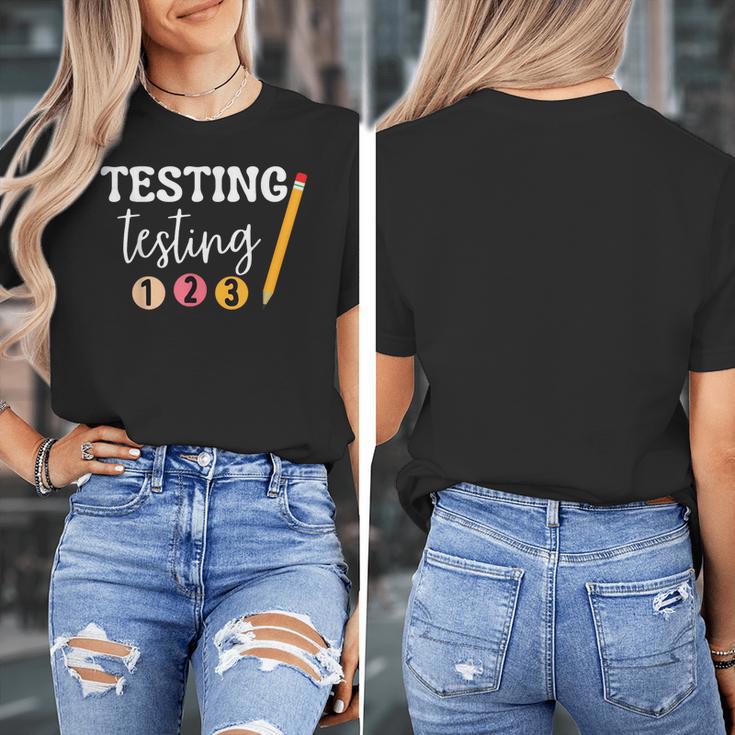 Testing Testing 123 Cute Math Teacher Student Test Day Men Women Girls Kids Women's T-Shirt, funny design Testing Testing 123 Cute Math Teacher Student Test Day Men Women Girls Kids Women's T-Shirt, funny design