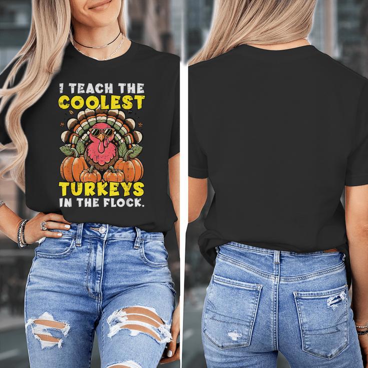 Thanksgiving I Teach Coolest Turkeys Teacher Fall Women Men Women's T-Shirt, funny design