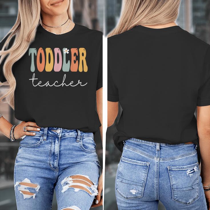 Toddler Teacher Retro Groovy Women Happy First Day Of School Women's T-Shirt, Groovy Teacher Gifts, funny design