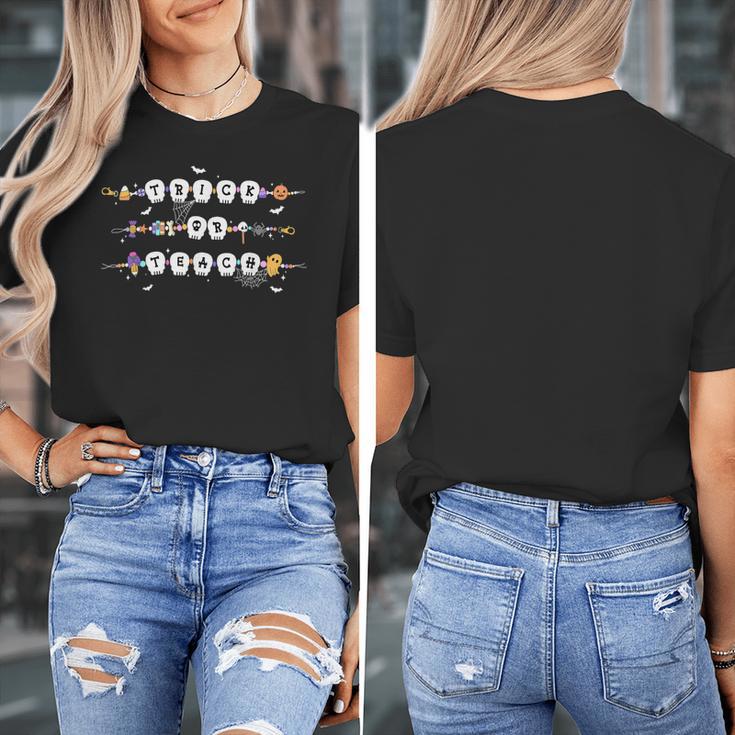 Trick Or Teach Spooky Teacher Happy Halloween Bracelet Women's T-Shirt, funny design Trick Or Teach Spooky Teacher Happy Halloween Bracelet Women's T-Shirt, funny design