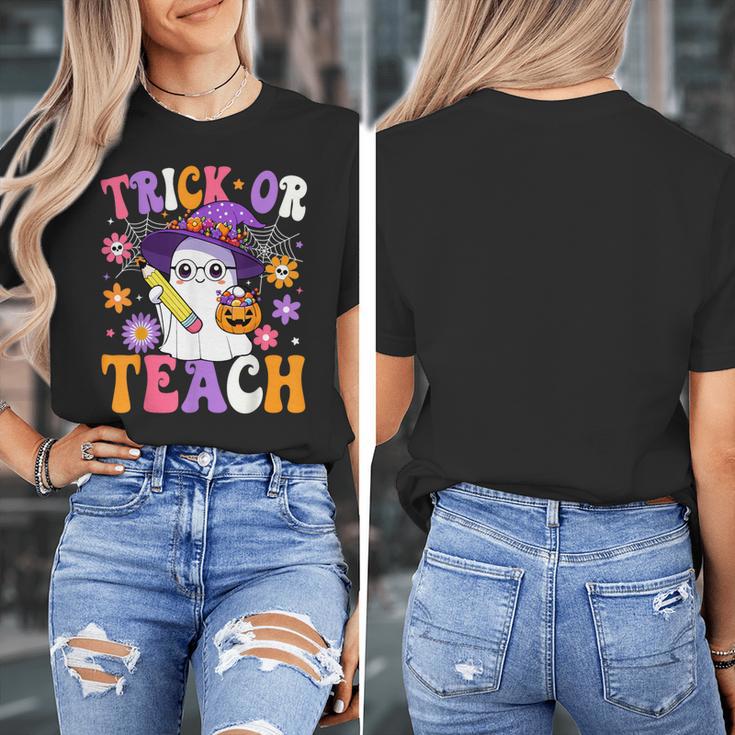 Trick Or Teach Teacher Ghost Teaching Fun Halloween Teacher Women's T-Shirt, funny design