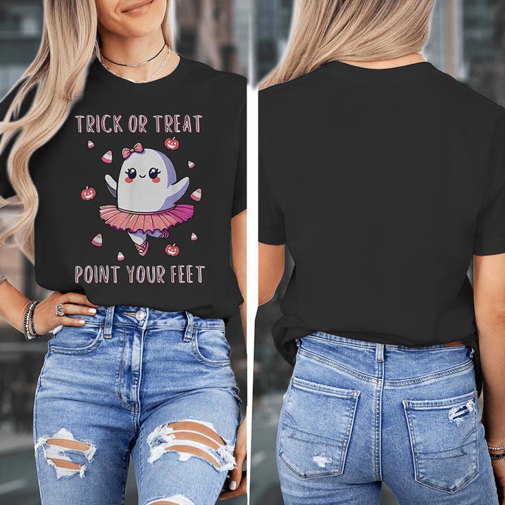 Trick Or Treat Point Your Feet Halloween Ghost Dance Teacher Women's T-Shirt, funny design