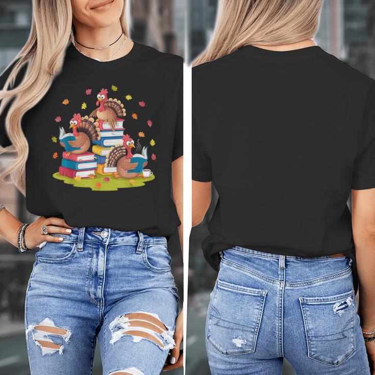 Turkey Reading Books Fall Season Thanksgiving Teacher Book Women's T-Shirt, funny design Turkey Reading Books Fall Season Thanksgiving Teacher Book Women's T-Shirt, funny design