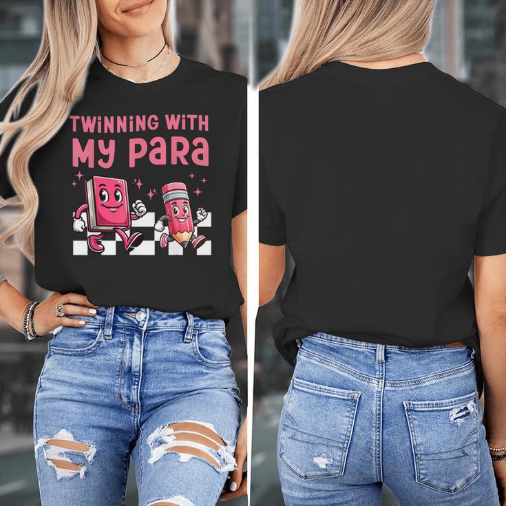 Twinning With My Para Teacher Matching Paraprofessional 70s For Men Women Women's T-Shirt, funny design Twinning With My Para Teacher Matching Paraprofessional 70s For Men Women Women's T-Shirt, funny design