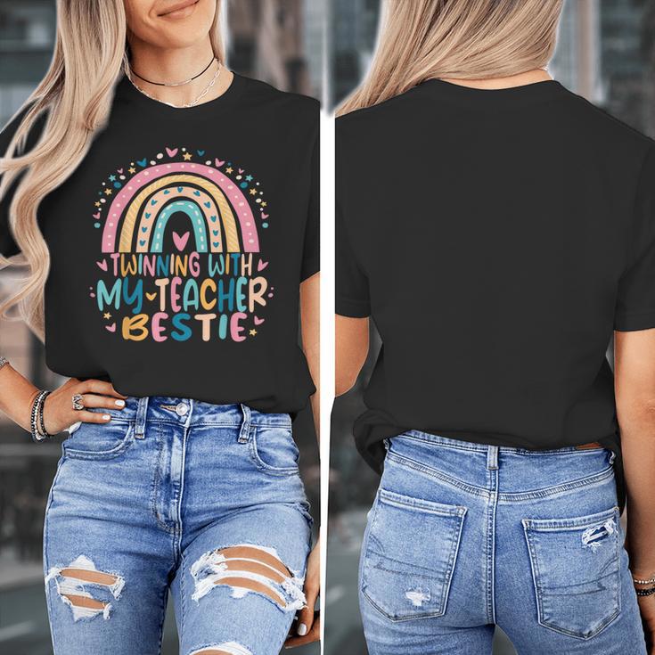 Twinning With My Teacher Bestie Rainbow Matching Teachers Women's T-Shirt, funny design