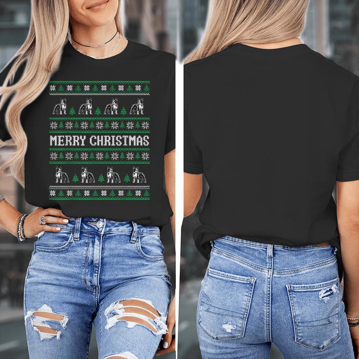 Ugly Sweater Boston Terrier Dog Christmas Dog Lover Xmas Men Women Kids Women's T-Shirt, Boston Terrier Christmas Gifts, funny design