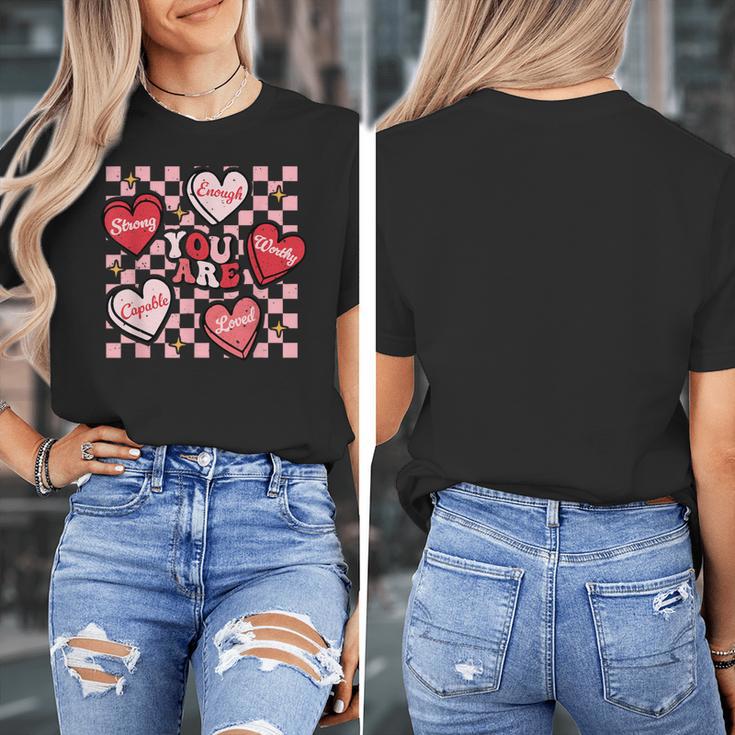 Valentine You Are Loved Worthy Enough Candy Heart Teacher For Men Women Girls Kids Women's T-Shirt, funny design