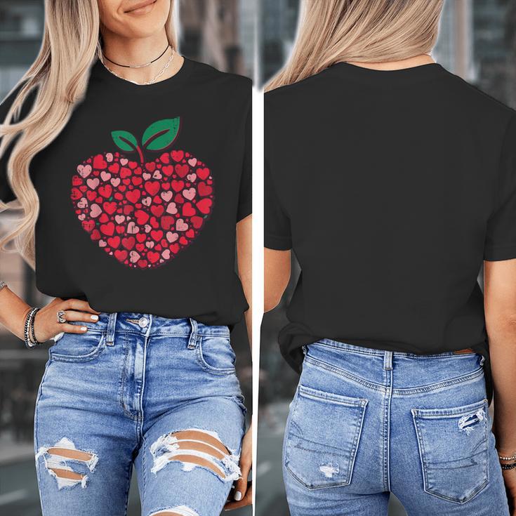 Valentines Day Teacher Hearts Apple Love Teach Women Men Women's T-Shirt, funny design Valentines Day Teacher Hearts Apple Love Teach Women Men Women's T-Shirt, funny design