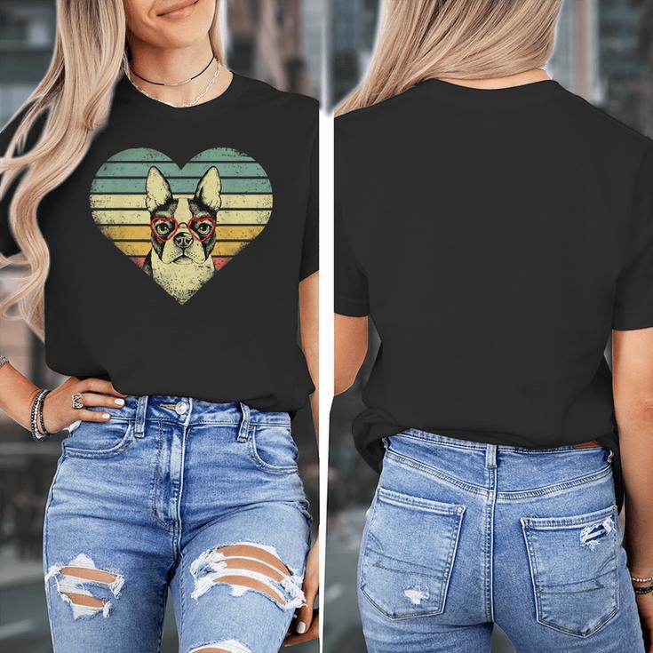 Vintage American Boston Terrier Lovers Valentine's Day Women's T-Shirt, American Boston Terrier Gifts, funny design