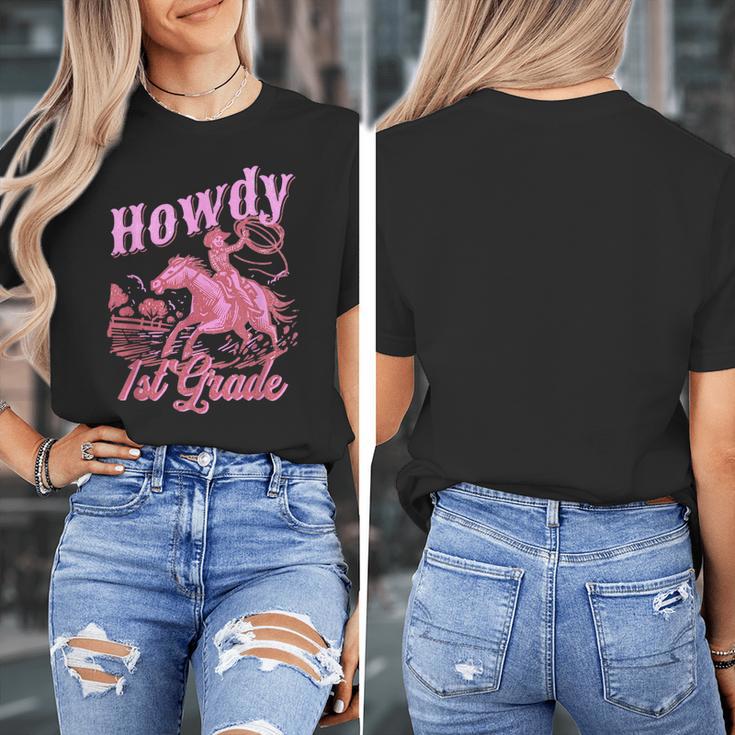 Vintage Howdy First Grade Cowgirl Teacher Western School Women's T-Shirt, First Grade Teacher Gifts, funny design