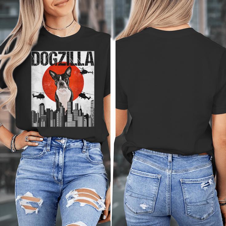 Vintage Japanese Dogzilla Boston Terrier Women's T-Shirt, funny design