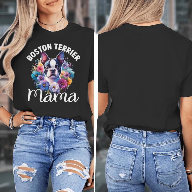 Watercolor Floral Boston Terrier Mama Dog Lover Mother's Day For Men Women Girls Kids Women's T-Shirt, funny design