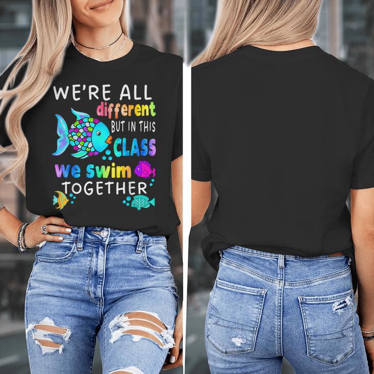 We'Re All Different But We Swim Together Elementary Teacher Women's T-Shirt, funny design