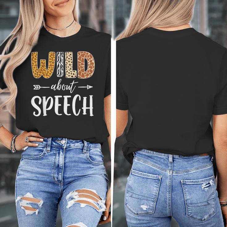 Wild About Speech SLP Leopard Teacher Back To School Kids Women's T-Shirt, funny design