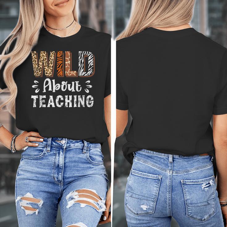 Wild About Teaching Teacher Lover Animals Leopard Zebra Women's T-Shirt, funny design Wild About Teaching Teacher Lover Animals Leopard Zebra Women's T-Shirt, funny design